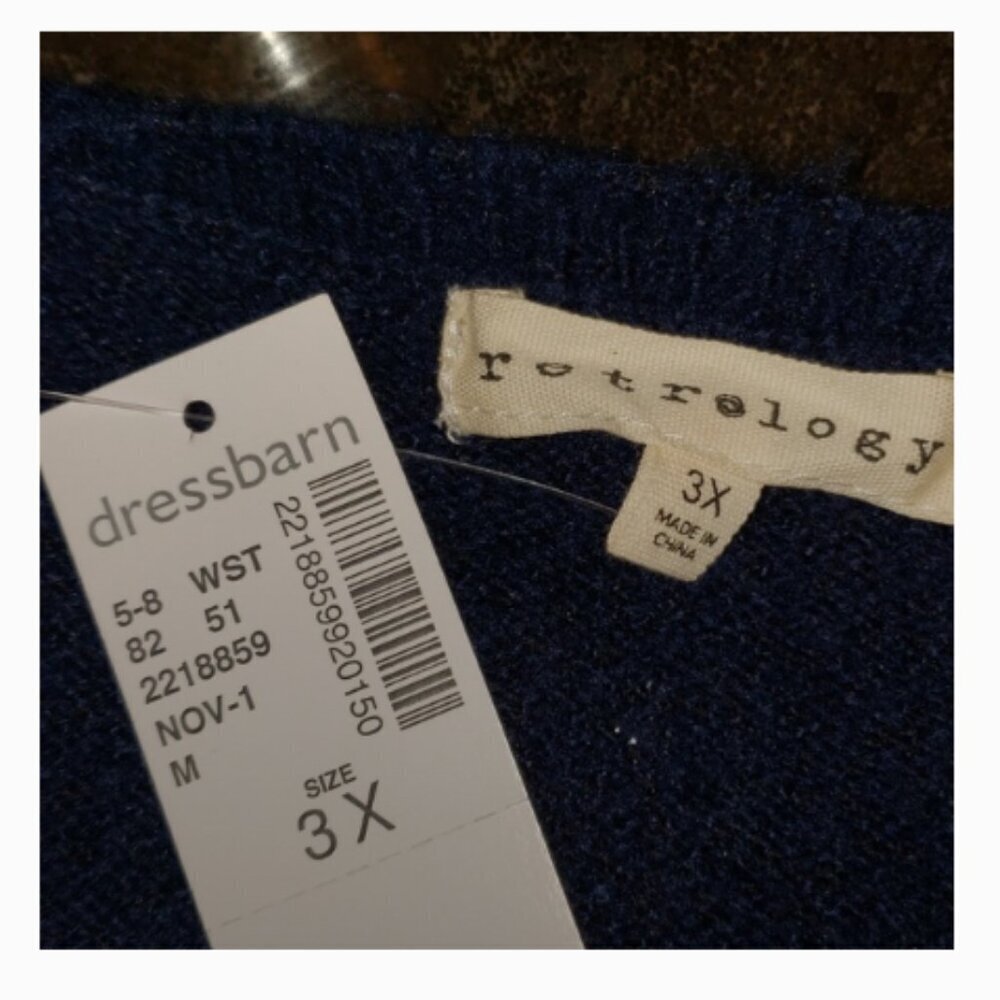 Retrology Navy Sweater with Sequin and Gem Accents - Picture 5 of 6